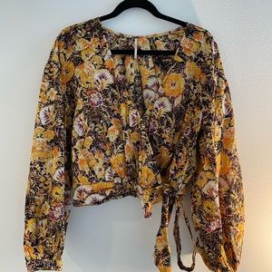 Floral Free People top with side tie
